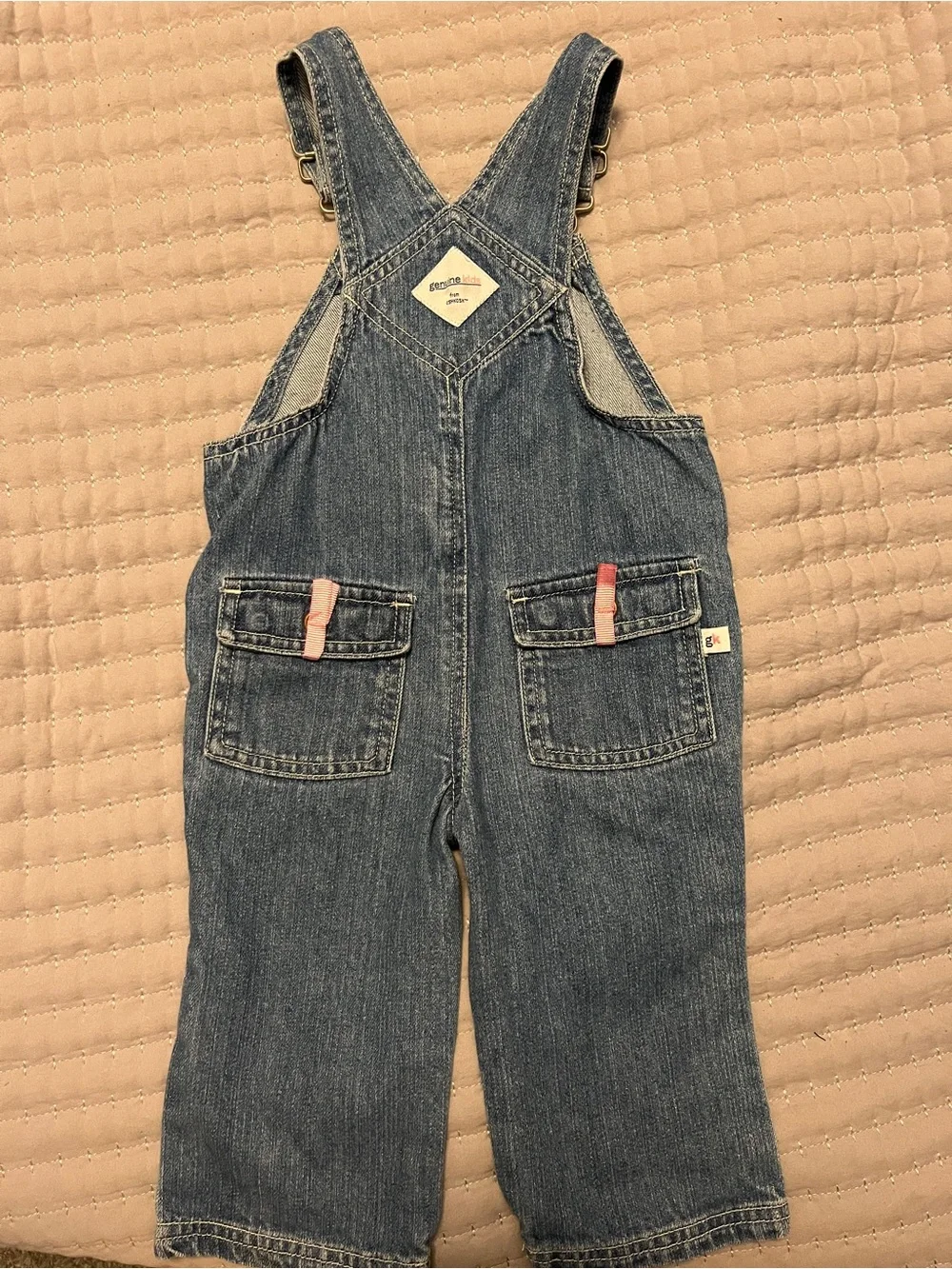 Denim Blue Kids Floral Appliqué Overalls